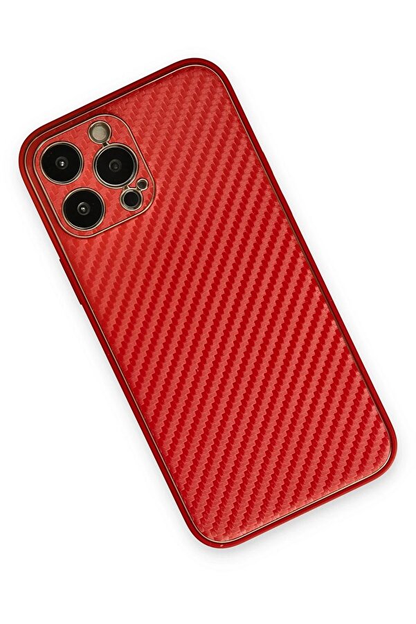 İphone 13 Pro Max Kılıf Coco Karbon Si̇li̇kon - Kırmızı - Dropx6549-3348