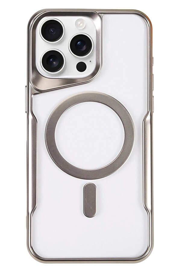 İphone 16 Pro Max Kılıf Boyi̇ Magsafe Si̇li̇kon Kapak - Gümüş - Dropx3582-3986
