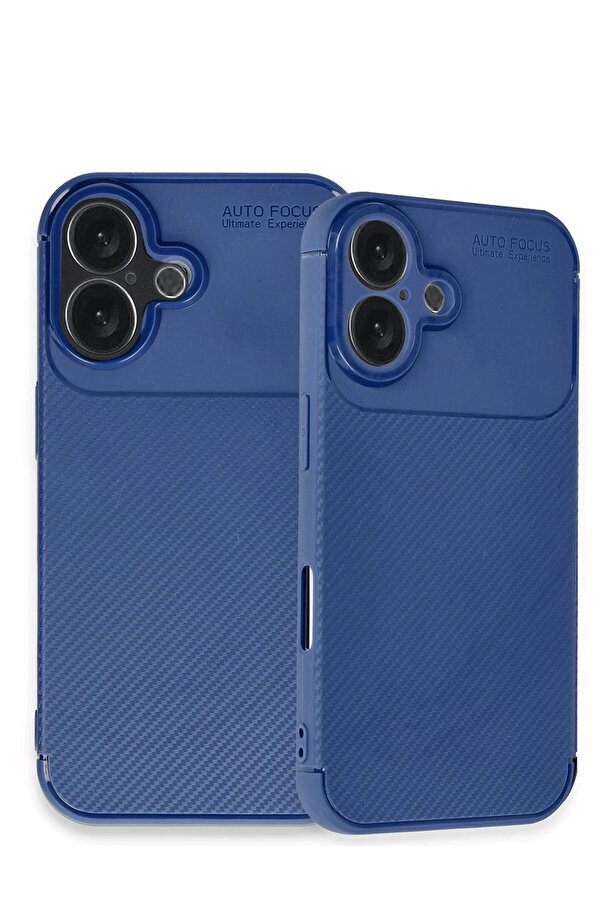 İphone 16 Kılıf Auto Focus Karbon Kapak - Laci̇vert - Dropx9323-3879