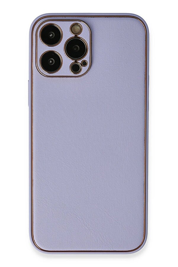 İphone 13 Pro Max Kılıf Coco Deri̇ Si̇li̇kon Kapak - Açık Li̇la - Dropx5254-3029