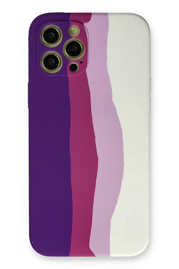 İphone 12 Pro Max Kılıf Ebruli̇ Lansman Si̇li̇kon - Mor-Beyaz - Dropx8879-3032