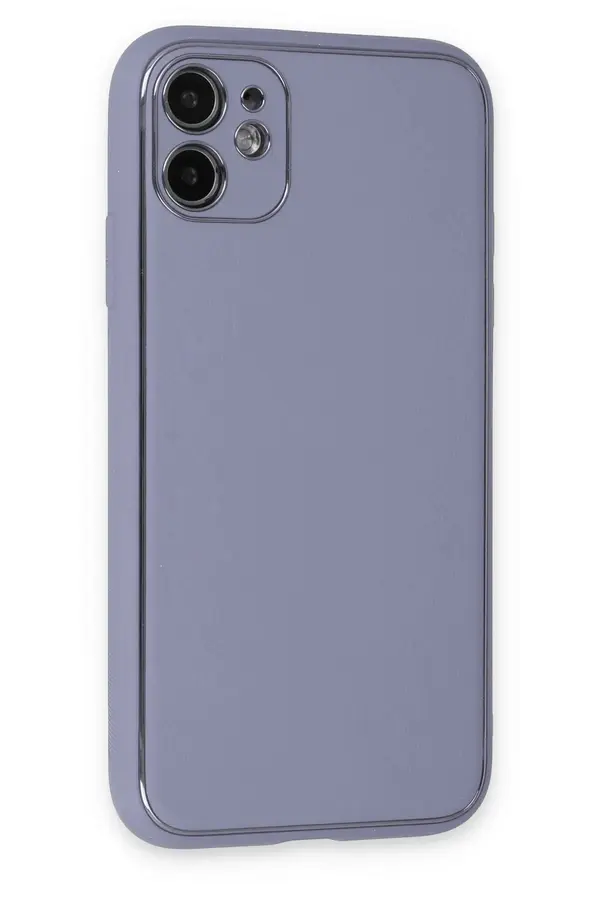 İphone 12 Kılıf Coco Deri̇ Si̇li̇kon Kapak - Açık Li̇la - Dropx4543-3486