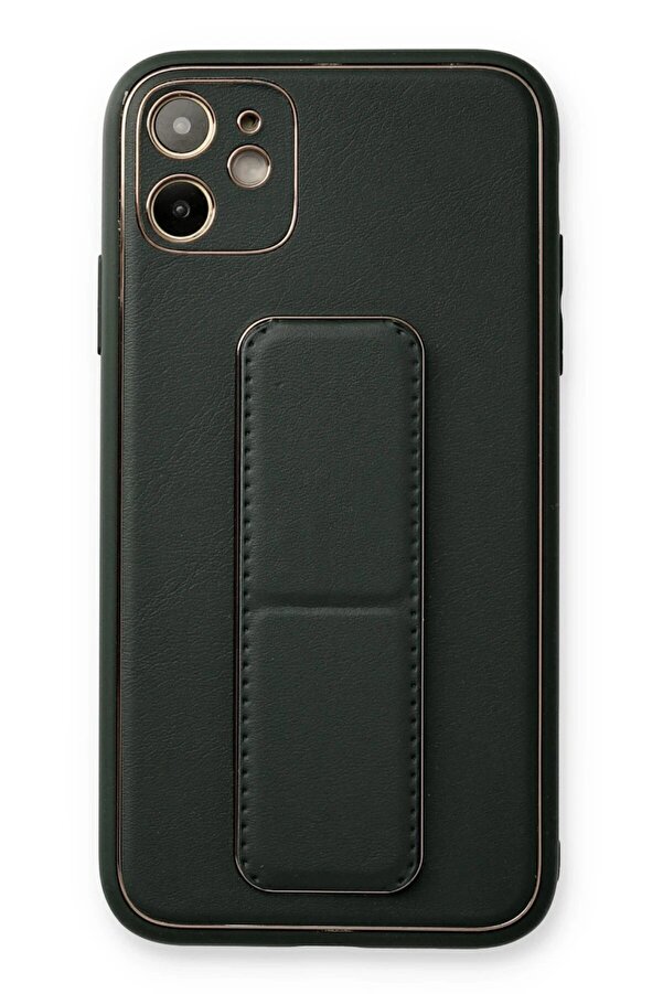 İphone 12 Kılıf Coco Deri̇ Standlı Kapak - Füme - Dropx8031-1492