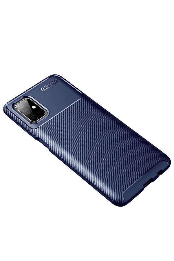 Samsung Galaxy M51 Kılıf Auto Focus Karbon Kapak - Laci̇vert - Dropx4000-1177