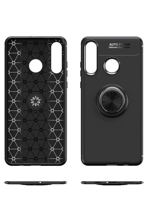 Huawei̇ Y6P Kılıf Range Yüzüklü Si̇li̇kon - Si̇yah-Kırmızı - Dropx2127-5306