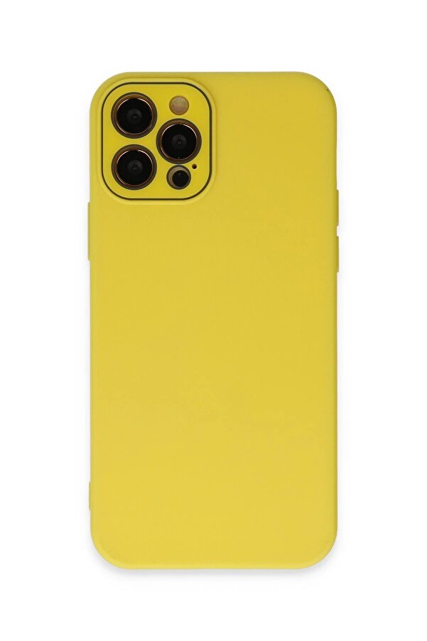 İphone 12 Pro Kılıf Lansman Glass Kapak - Sarı - Dropx7612-6179