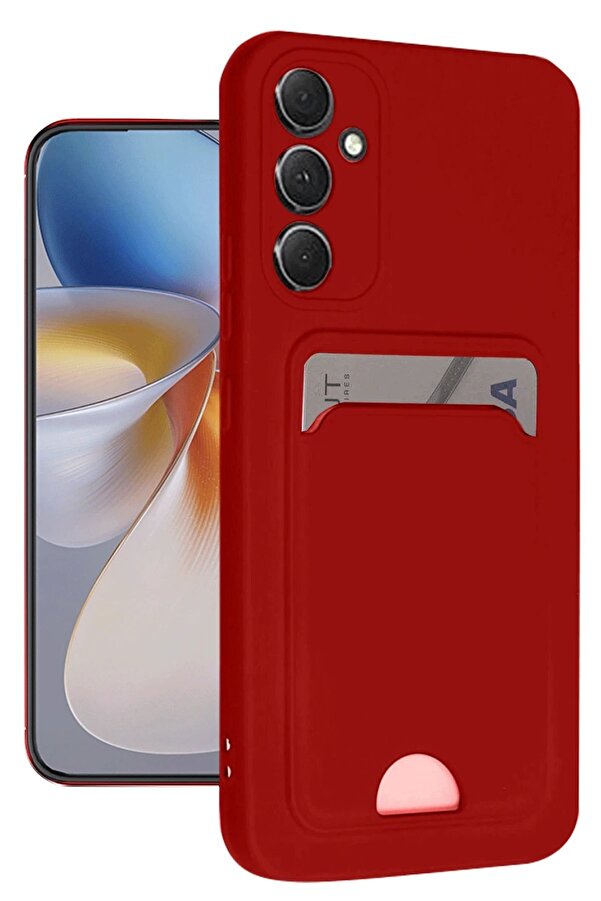 Samsung Galaxy S24 Fe Kılıf Kelvi̇n Kartvi̇zi̇tli̇ Si̇li̇kon - Kırmızı - Dropx5326-7348