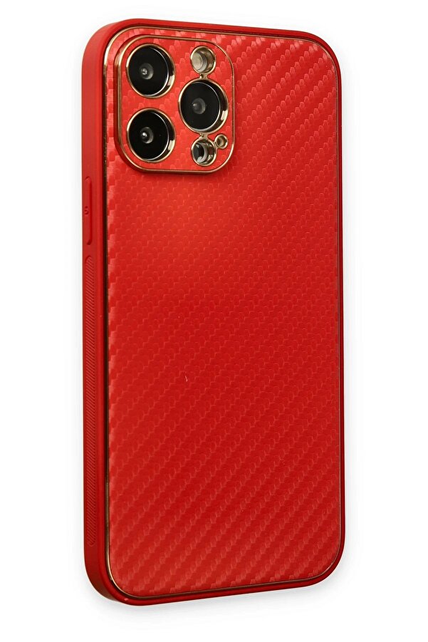 İphone 13 Pro Max Kılıf Coco Karbon Si̇li̇kon - Kırmızı - Dropx6549-3348