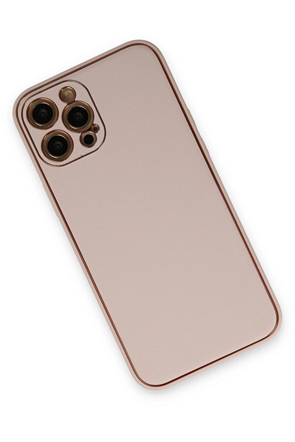 İphone 12 Pro Max Kılıf Coco Deri̇ Si̇li̇kon Kapak - Pudra - Dropx8538-6642