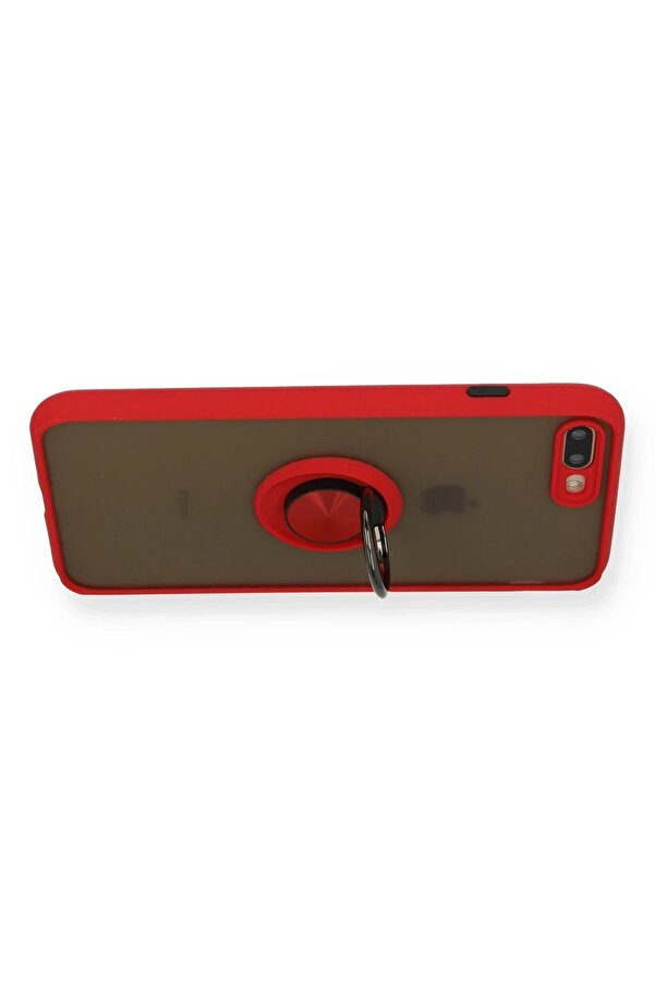 İphone 7 Plus Kılıf Montreal Yüzüklü Si̇li̇kon Kapak - Kırmızı - Dropx8888-2308