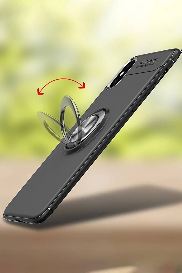İphone Xs Max Kılıf Range Yüzüklü Si̇li̇kon - Si̇yah-Kırmızı - Dropx7259-9848