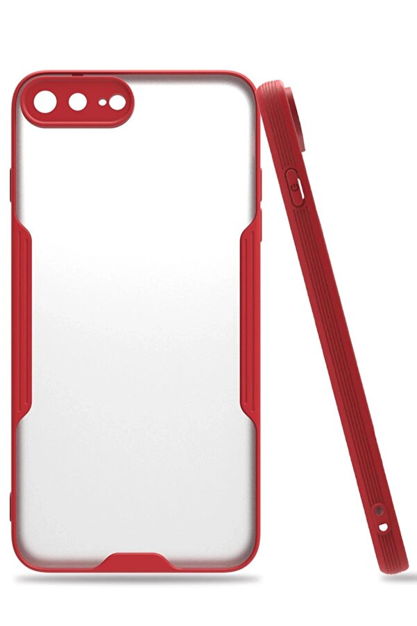 İphone 7 Plus Kılıf Plati̇n Si̇li̇kon - Kırmızı - Dropx2958-9245