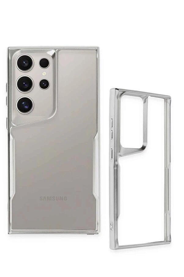 Samsung Galaxy S24 Ultra Kılıf Boyi̇ Si̇li̇kon Kapak - Gümüş - Dropx2726-1715