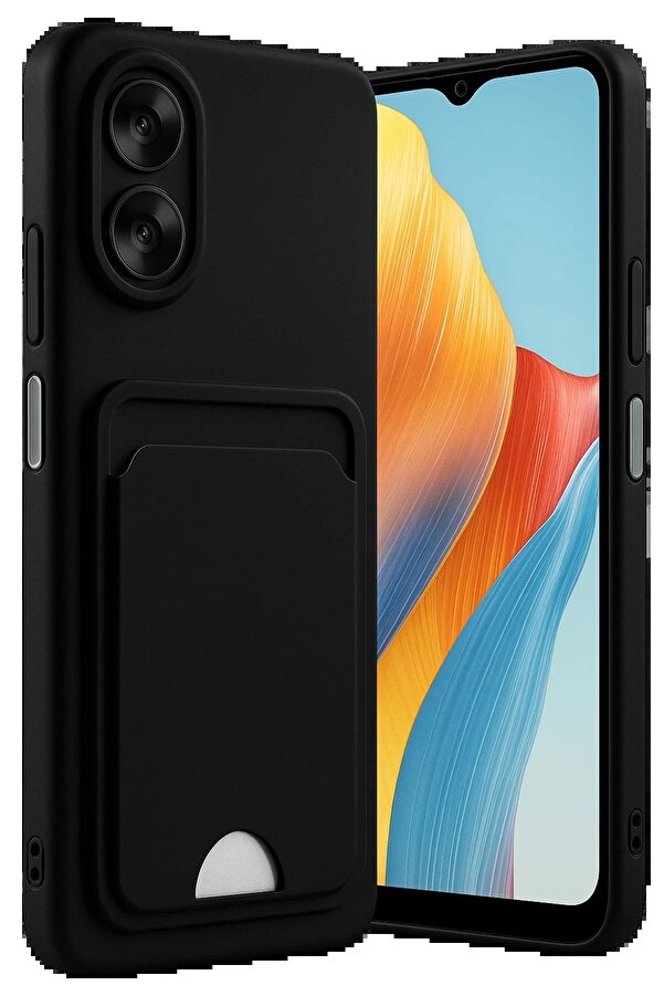 Oppo A38 Kılıf Kelvi̇n Kartvi̇zi̇tli̇ Si̇li̇kon - Si̇yah - Dropx6858-9054
