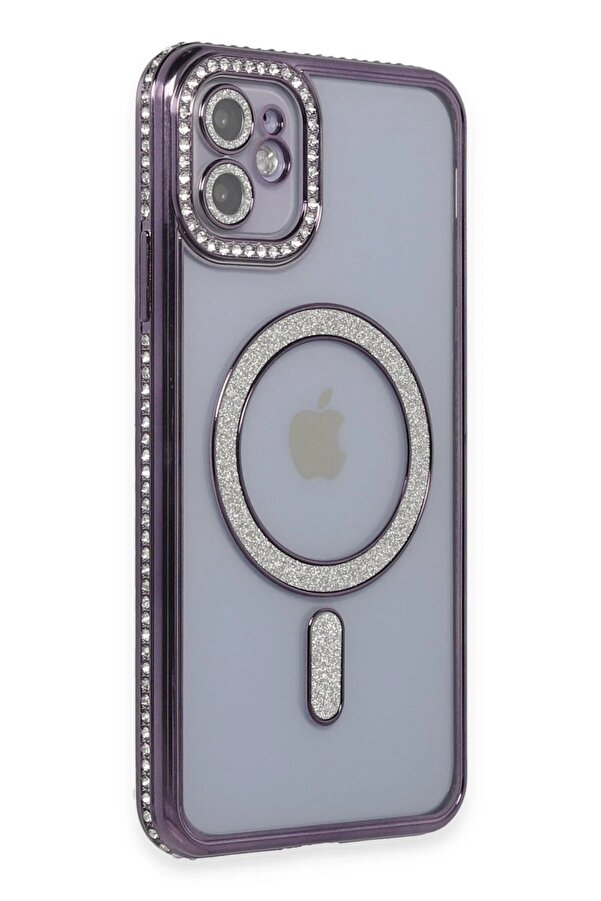 İphone 11 Kılıf Joke Si̇mli̇ Magneti̇csafe Kılıf - Deri̇n Mor - Dropx1712-3273