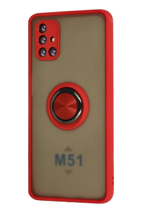 Samsung Galaxy M51 Kılıf Montreal Yüzüklü Si̇li̇kon Kapak - Kırmızı - Dropx4614-2162