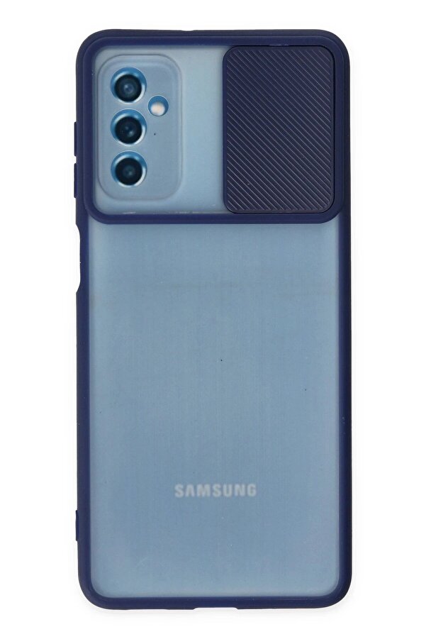 Samsung Galaxy M52 5G Kılıf Palm Buzlu Kamera Sürgülü Si̇li̇kon - Laci̇vert - Dropx9265-6487
