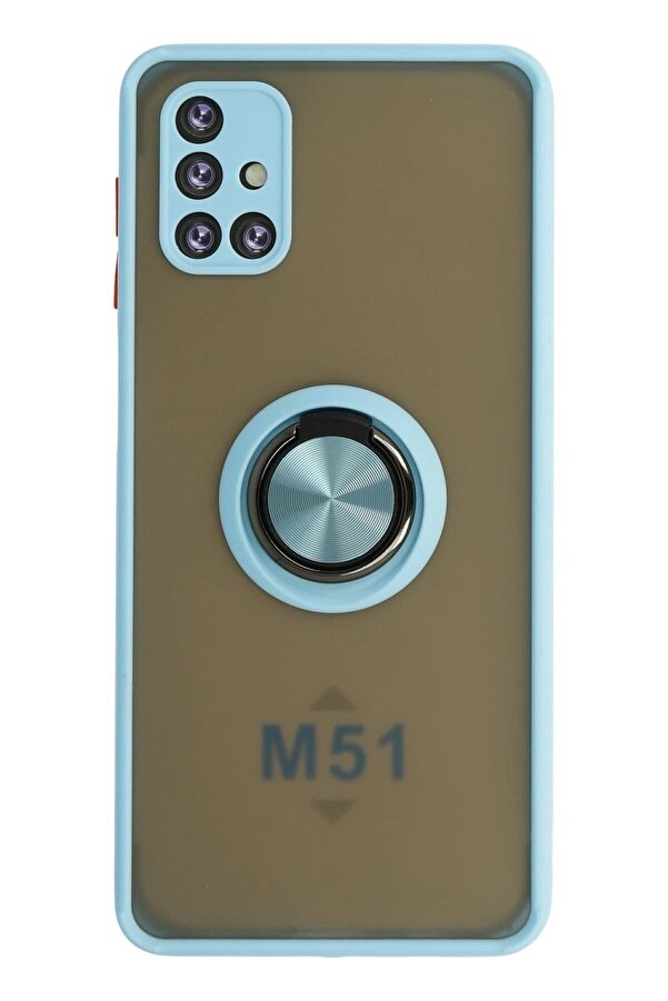 Samsung Galaxy M51 Kılıf Montreal Yüzüklü Si̇li̇kon Kapak - Buz Mavi̇ - Dropx8932-3202