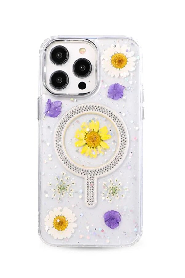İphone 14 Pro Max Flower Magsafe Kapak - Sarı - Dropx6855-9940