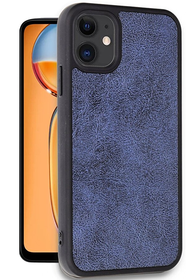 İphone 11 Kılıf Aras Deri̇ Kapak - Laci̇vert - Dropx7770-8262