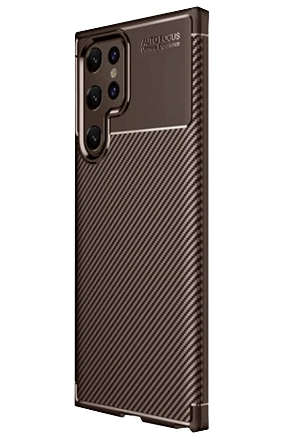 Samsung Galaxy S25 Ultra Kılıf Auto Focus Karbon Kapak - Kahverengi̇ - Dropx8355-4375