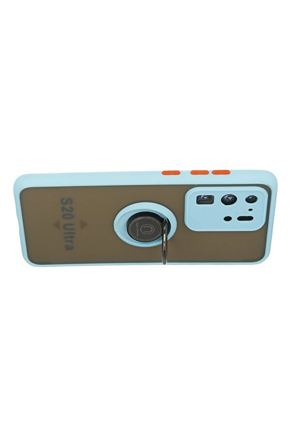 Samsung Galaxy S20 Ultra Kılıf Montreal Yüzüklü Si̇li̇kon Kapak - Buz Mavi̇ - Dropx1447-1586