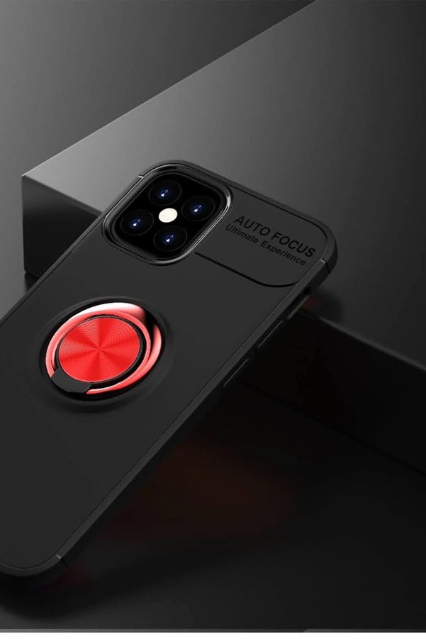 İphone 12 Mi̇ni̇ Kılıf Range Yüzüklü Si̇li̇kon - Si̇yah-Kırmızı - Dropx2875-4376