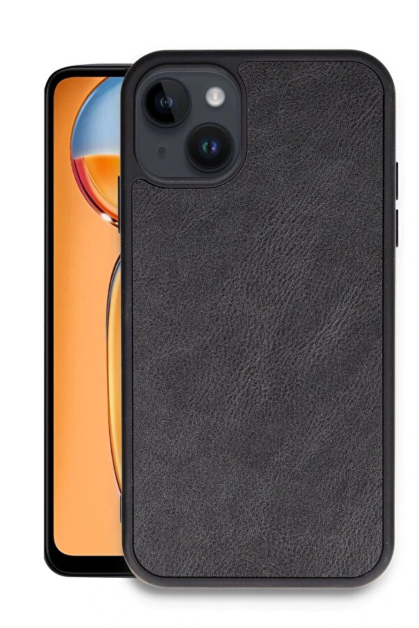 İphone 14 Kılıf Aras Deri̇ Kapak - Si̇yah - Dropx7135-8398
