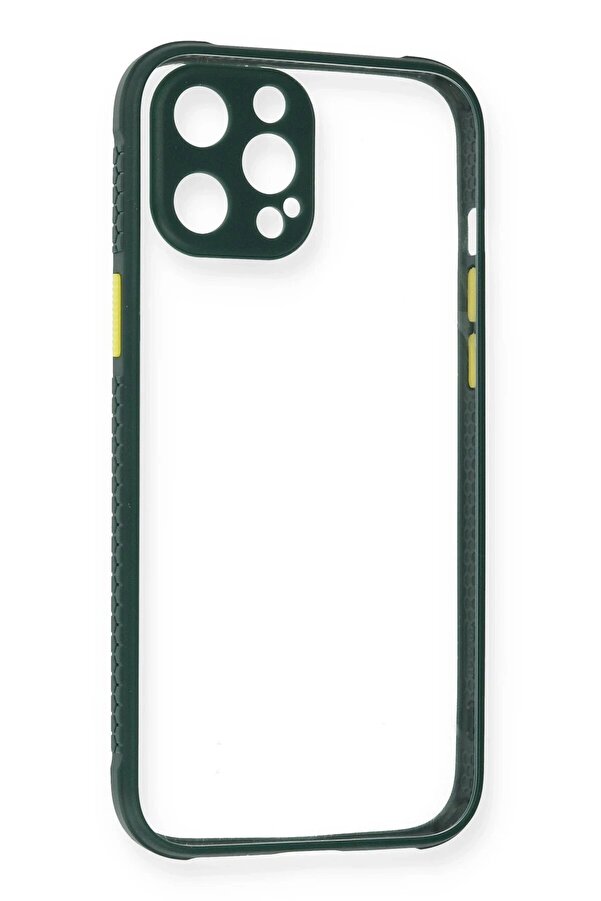 İphone 12 Pro Kılıf Mi̇ami̇ Şeffaf Si̇li̇kon - Koyu Yeşi̇l - Dropx7251-6244