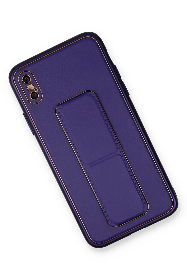 İphone X Kılıf Coco Deri̇ Standlı Kapak - Mor - Dropx3133-6124