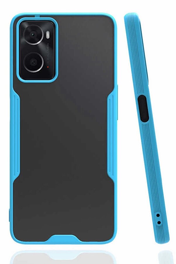 Oppo A96 Kılıf Plati̇n Si̇li̇kon - Mavi̇ - Dropx8811-7711