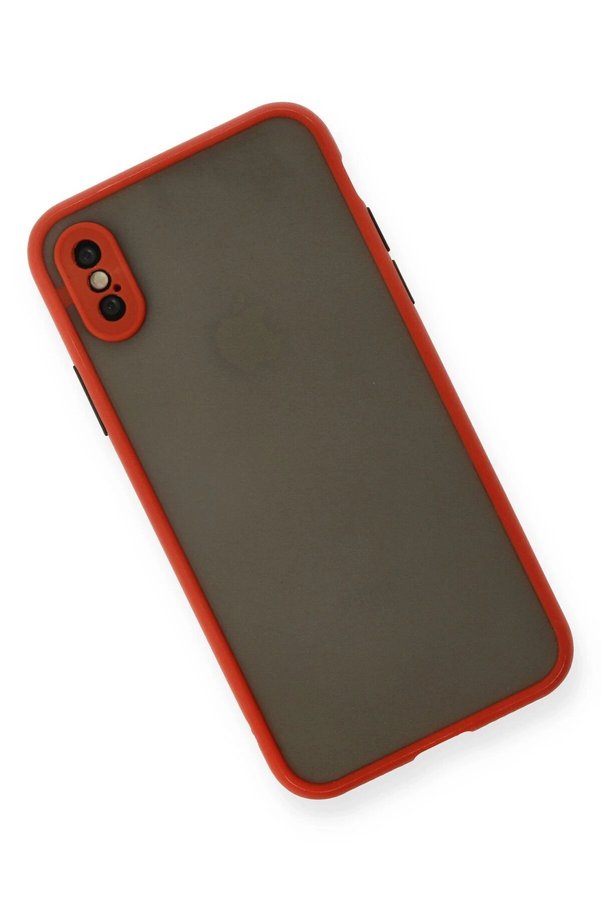 İphone X Kılıf Montreal Si̇li̇kon Kapak - Kırmızı - Dropx5133-4639