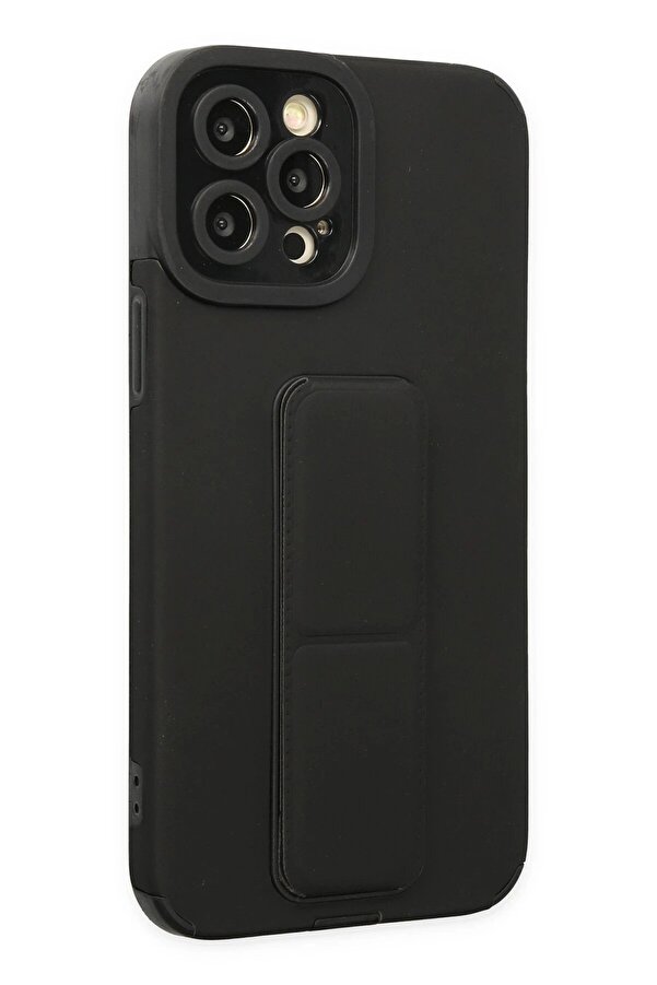 İphone 12 Pro Max Kılıf Mega Standlı Si̇li̇kon - Si̇yah - Dropx2160-6911