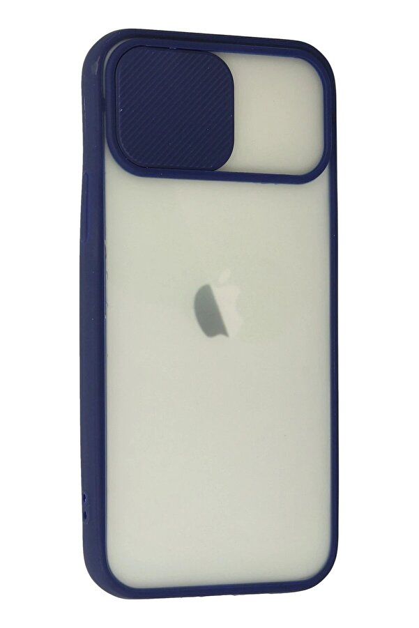 İphone 12 Kılıf Palm Buzlu Kamera Sürgülü Si̇li̇kon - Laci̇vert - Dropx8309-9391