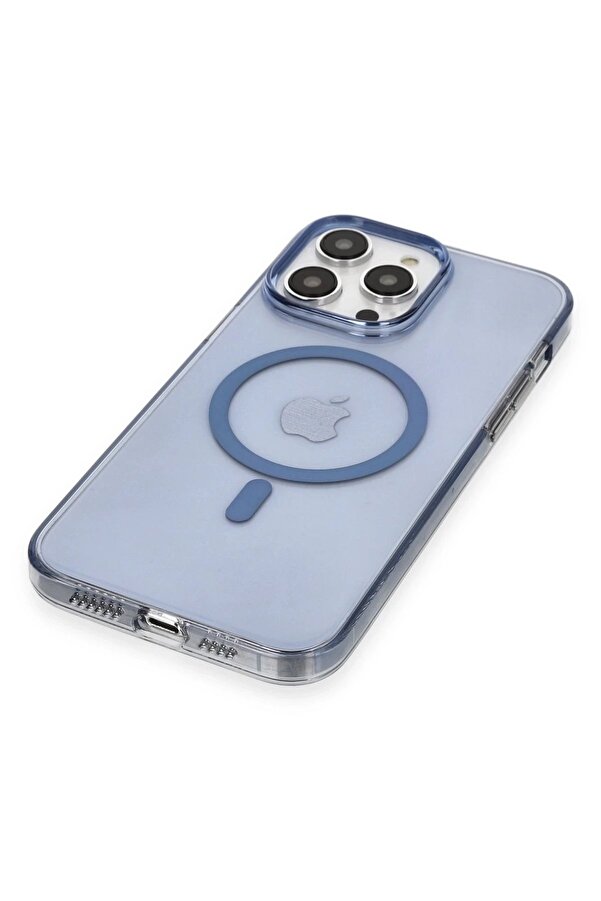 İphone 13 Pro Max Kılıf Tron Şeffaf Magsafe Kapak - Mavi̇ - Dropx4313-4200