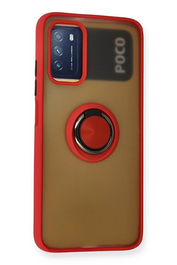 Xi̇aomi̇ Redmi̇ 9T Kılıf Montreal Yüzüklü Si̇li̇kon Kapak - Kırmızı - Dropx1329-9647