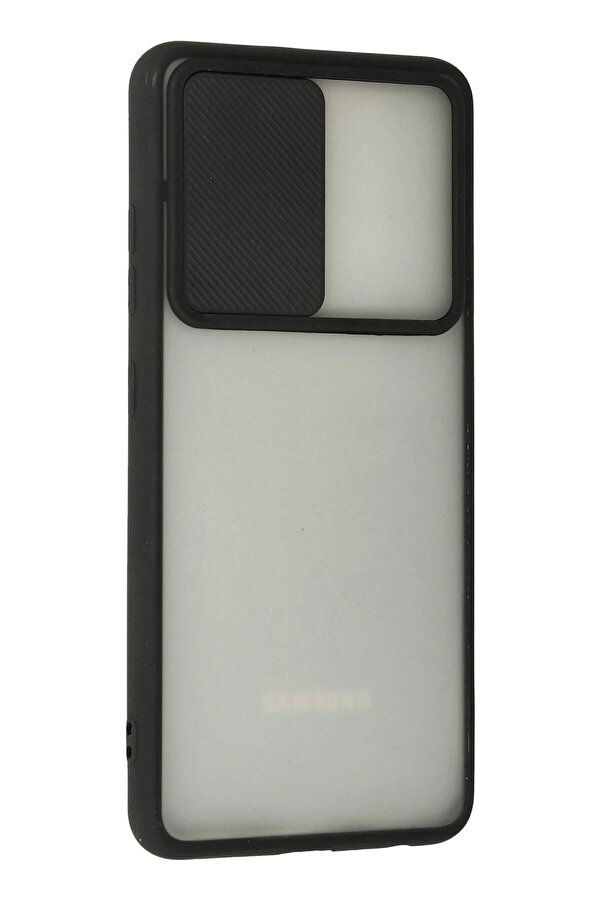 Samsung Galaxy A52 Kılıf Palm Buzlu Kamera Sürgülü Si̇li̇kon - Si̇yah - Dropx3742-8337