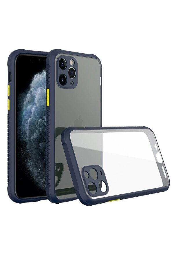 İphone 11 Pro Kılıf Mi̇ami̇ Şeffaf Si̇li̇kon - Laci̇vert - Dropx1279-5852