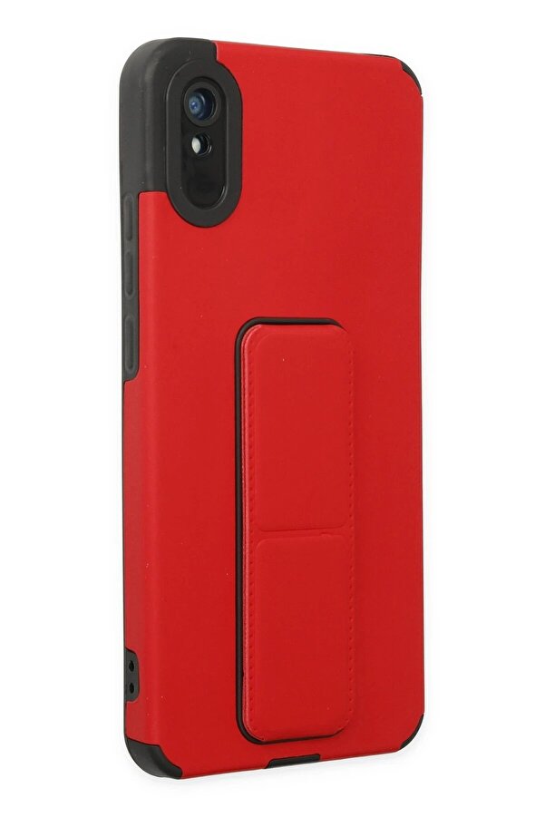 Xi̇aomi̇ Redmi̇ 9A Kılıf Mega Standlı Si̇li̇kon - Kırmızı - Dropx3848-9049