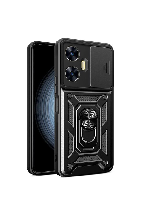 Realme C55 Kılıf Pars Lens Yüzüklü Si̇li̇kon - Si̇yah - Dropx1167-6554