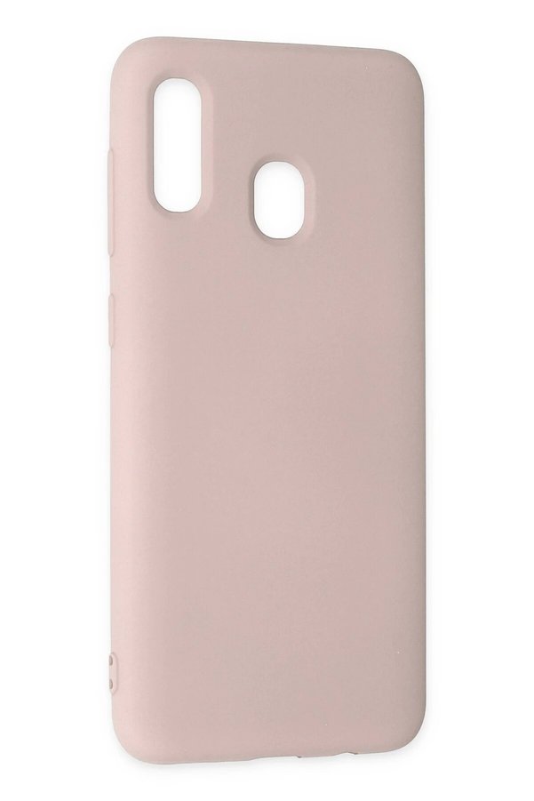Samsung Galaxy A20 Kılıf Nano İçi̇ Kadi̇fe Si̇li̇kon - Pudra - Dropx6958-9051
