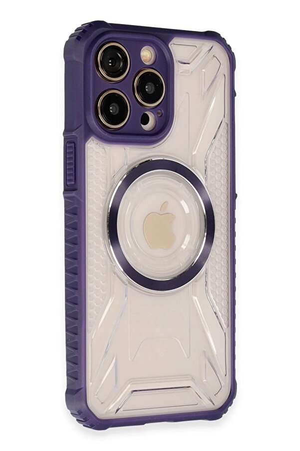 İphone 14 Pro Max Kılıf Prag Magneti̇csafe Kapak - Deri̇n Mor - Dropx2175-8267