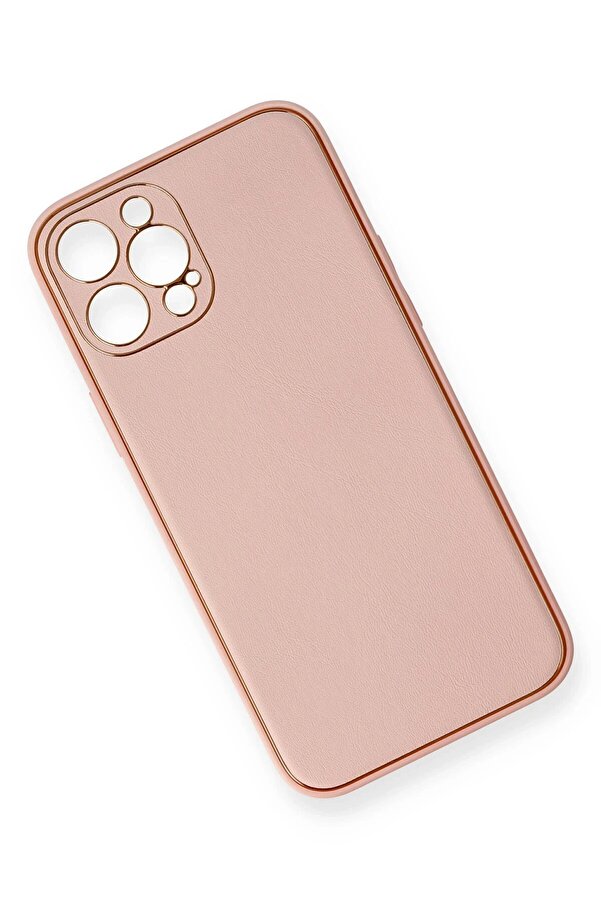 İphone 12 Pro Max Kılıf Coco Deri̇ Si̇li̇kon Kapak - Pembe - Dropx5824-2358
