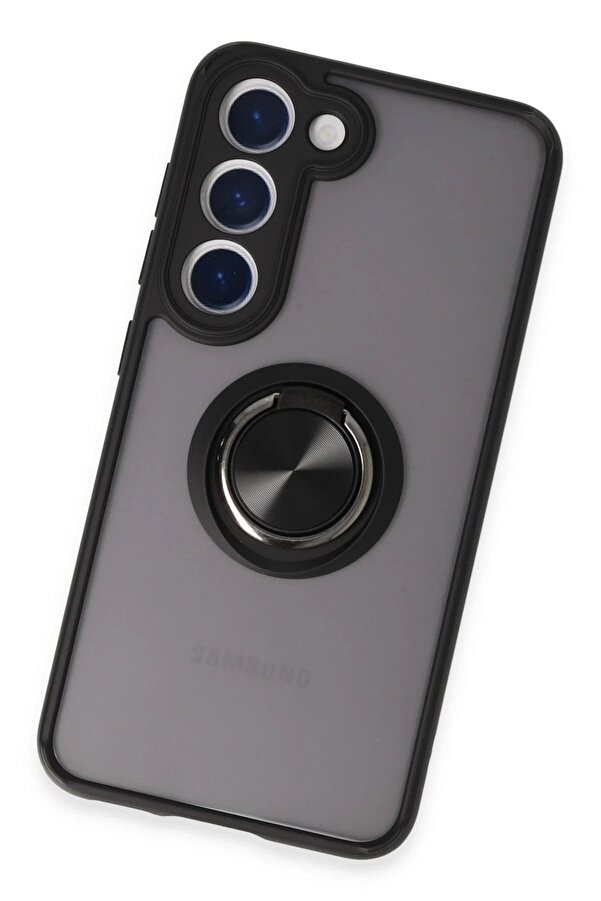 Samsung Galaxy S23 Kılıf Montreal Yüzüklü Si̇li̇kon Kapak - Si̇yah - Dropx3575-3438