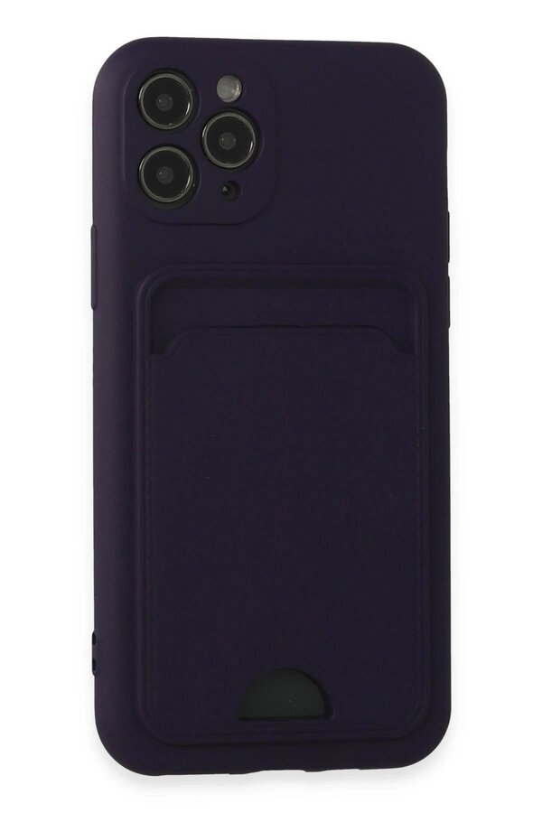 CepteToptan iPhone 11 Pro Kılıf Kelvin Kartvizitli Silikon - Derin Mor - DROPX7960-2084