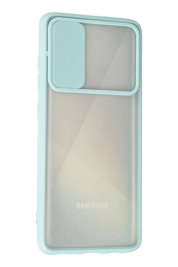 Samsung Galaxy A71 Kılıf Palm Buzlu Kamera Sürgülü Si̇li̇kon - Turkuaz - Dropx6348-7716