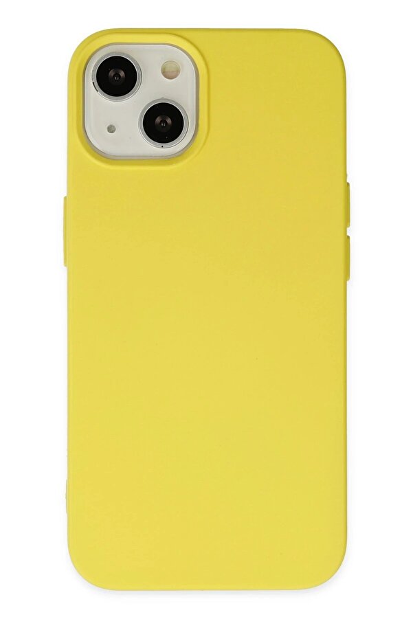 İphone 14 Plus Kılıf Nano İçi̇ Kadi̇fe Si̇li̇kon - Sarı - Dropx3780-7774