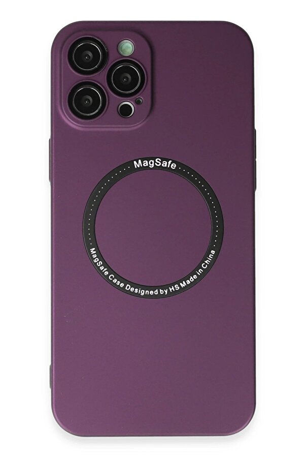 İphone 12 Pro Kılıf Jack Magneti̇csafe Lens Si̇li̇kon - Mürdüm - Dropx4008-9564