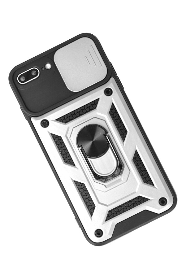 İphone 7 Plus Kılıf Pars Lens Yüzüklü Si̇li̇kon - Gümüş - Dropx4451-5179