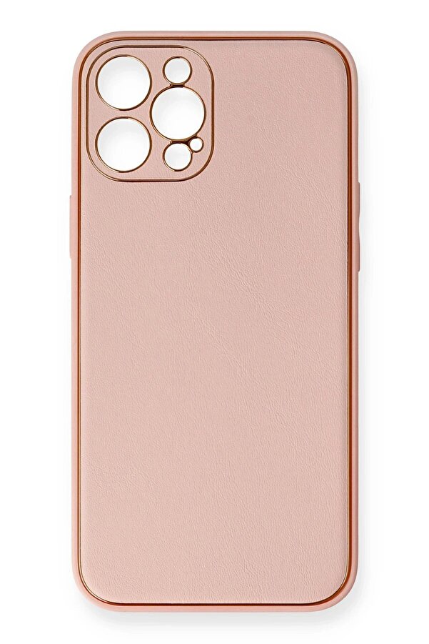 İphone 12 Pro Max Kılıf Coco Deri̇ Si̇li̇kon Kapak - Pembe - Dropx5824-2358